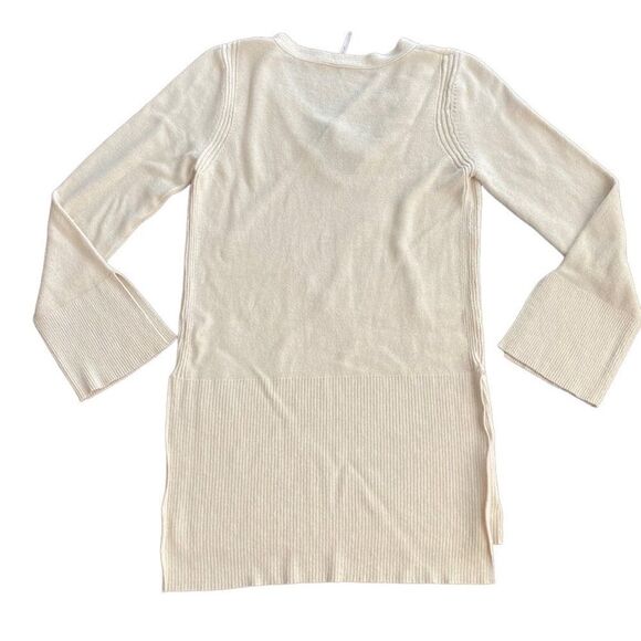 Free People Large Tunic Sweater Dress Crisscross Front Knit Top Boho Cream - Picture 3 of 7